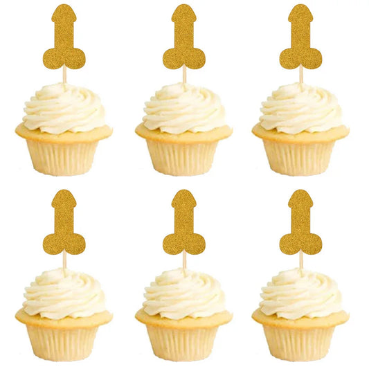 10Pcs Glitter Penis Cupcake Toppers